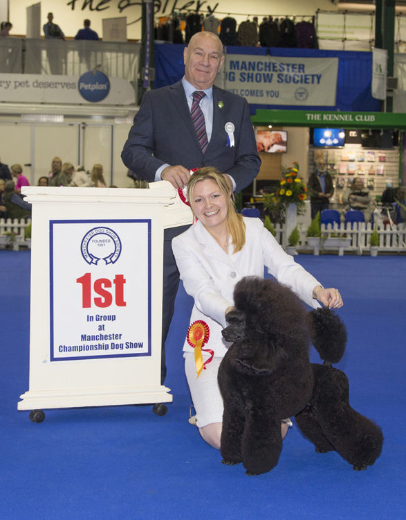 Frankie winning the Group at Manchester Dog Show 2017